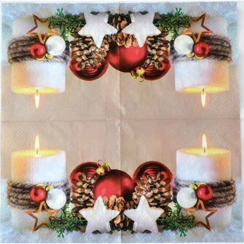 Ubrousek na decoupage - Zima a Vánoce - Vánoční svíčka