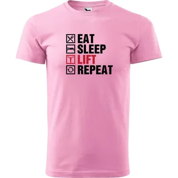 Pánské tričko DOBRÝ TRIKO Pánské tričko s potiskem Eat sleep lift Velikost: XS, Barva: Růžová