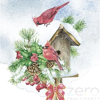 Papírový ubrousek Ubrousky 'Maki' 33 x 33 cm 3N (20 ks) - (Vánoce) ptačí budka