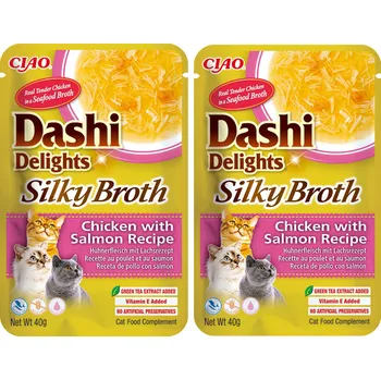 Krmivo pro kočku INABA FOODS Churu Cat Dashi Delights Silky Broth Chick&Salmon 2x40g