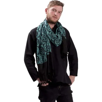 Šála Šála OM černo-tyrkysová