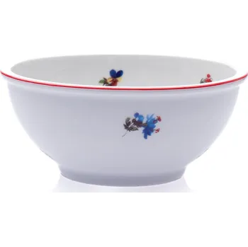 Český porcelán, a.s., Dubí Miska na polévku, 16 cm, házenka s červeným proužkem, porcelán Dubí