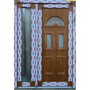 Vchodové dveře SOFT vchodové plastové dvoukřídlé dveře VIENNA, 140x200 cm, zlatý dub/bílá