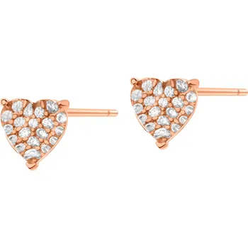 Náušnice Pozlacené náušnice z mosazi se zirkony a skleněnými detaily - srdce - AR539-9735