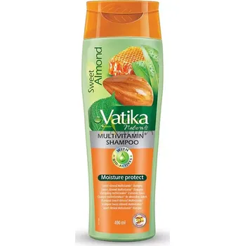 Barva na vlasy Multivitamínový šampon ze sladkých mandlí Vatika 400ml (Vatika Naturals Almond Multivitamin+ Shampoo)