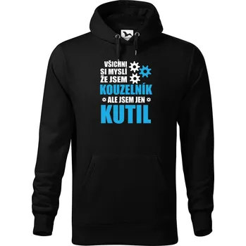 Pánská mikina DOBRÝ TRIKO Pánská mikina s potiskem Kouzelník kutil Velikost pánské mikiny: 4XL, Barva: Černá