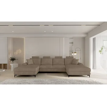 Sedací souprava Rozkládací rohová sedačka MEGAN U světle hnědá