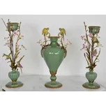 Zámecký set s ptáčky a květinami-porcelán+bronz