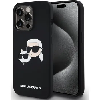 Pouzdro na mobilní telefon Karl Lagerfeld Liquid Silicone Double Heads Magsafe Zadní Kryt pro iPhone 15 Pro Barva: Černá