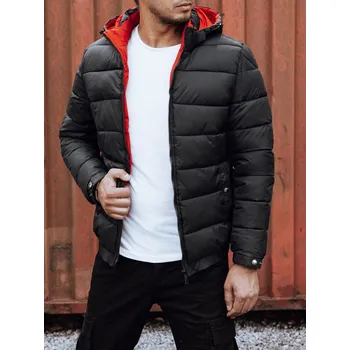 Pánský zimní kabát Pánská zimní bunda prošívaná s kapucí TX4844 Barva: Černá, Velikost: 3XL