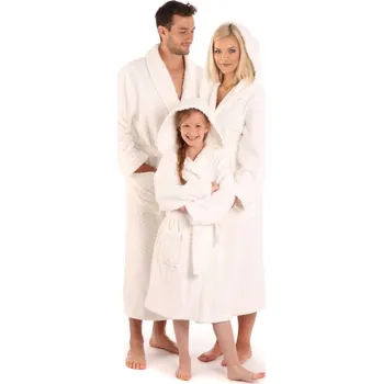 Dámský župan Unisex dlouhý župan s kapucí ATHENA bílá - XL