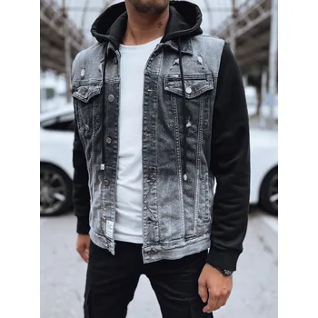 Pánská džínová bunda s kapucí TX4720 Barva: Tmavě Šedá, Velikost: S