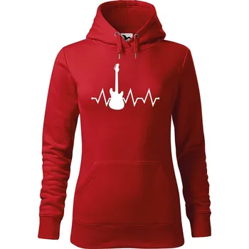 Dámská mikina DOBRÝ TRIKO Dámská mikina s potiskem Tep kytara Velikost dámské mikiny: S, Barva: Červená