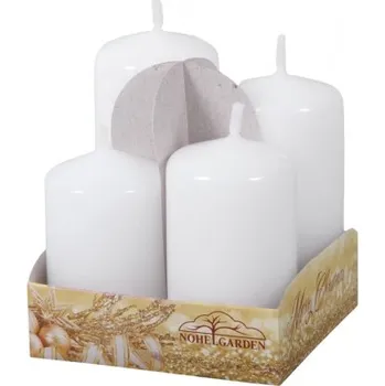 Svíčka Svíčky adventní STUPŇOVITÉ lakované d4x6/7/8/9cm 4ks - bílá