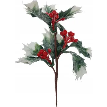 umělá květina Přízdoba Větvička 17cm Cesmína, zasněžená