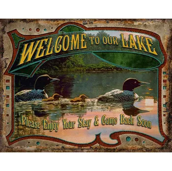 Plechová cedule Plechová cedule Welcome to our Lake 32 cm x 40 cm