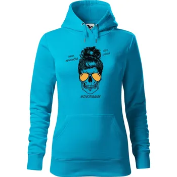 Dámská mikina DOBRÝ TRIKO Dámská mikina s potiskem Život mámy Velikost dámské mikiny: XL, Barva: Tyrkysová