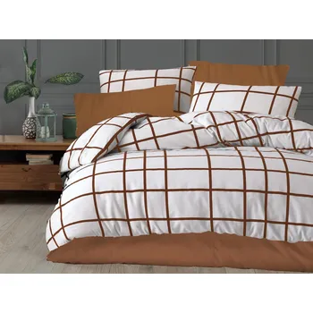 Povlečení Povlečení krep 140x200, 70x90 cm Káro hnědé