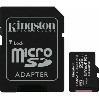 Ukládání dat KINGSTON karta 256GB micro A1 CL10 100 + SD adaptér