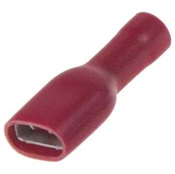 Konektor Objímka plochá izolovaná 6,3 mm červená, 1 ks