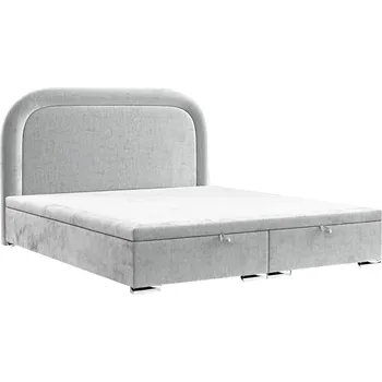 Postel Maison de Rêve Světle šedá čalouněná dvoulůžková postel UFFIZI 160 x 200 cm s úložným prostorem