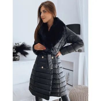 Dámská parka Dvouřadá prošívaná bunda s knoflíky a kožešinou 3v1 MADAME Barva: Černá, Velikost: 2XL