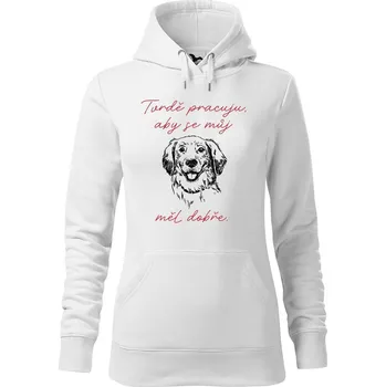Dámská mikina DOBRÝ TRIKO Dámská mikina s potiskem Tvrdě pracuji pes Velikost dámské mikiny: S, Barva: Bílá