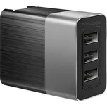 Nabíječka Mcdodo Cube serie 220V, EU / US / UK zásuvka, 3x USB, 3.4A, bez kabelu, černá