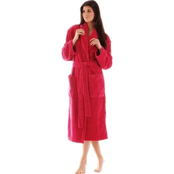 Dámský župan Dámský dlouhý savý župan se šálovým límcem TAMPA rubínová - 4XL