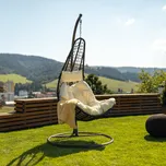 Závěsné křeslo KALEA — hnědá, krémová látka, nosnost 130 kg Kondela