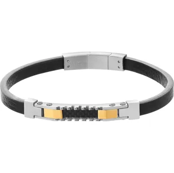 Náramek Náramek z ušlechtilé oceli a kůže - AZ538-1102