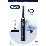 Oral-B iO Series 6 Black Elektrický Zubní Kartáček S Revoluční Magnetickou Technologií iO A Mikrovibracemi, 5 Režimů, Chytrý Senzor Tlaku, Displej OLED A Prémiové Cestovní Pouzdro
