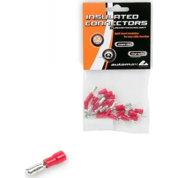 Síťový konektor Elektro konektor kulatý izolovaný červený MPD1-156 - 20 ks