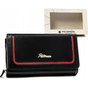 Velká, kožená dámská peněženka na patentku a zip Barva: Černá