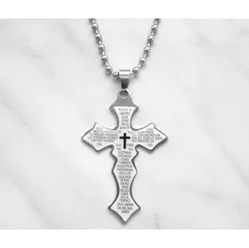 Růženec Woodrow Přívěsek Ježíš Křížek * Kříž Modlitba * z nerez oceli * 2600