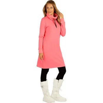Dámské oblečení Zateplené mikinové šaty LITEX se stojákem lososové M