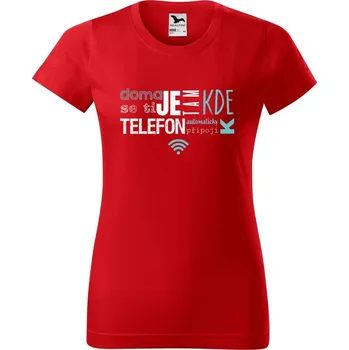 Dámské tričko DOBRÝ TRIKO Dámské tričko s potiskem Wifi Barva: Červená, Velikost: 3XL