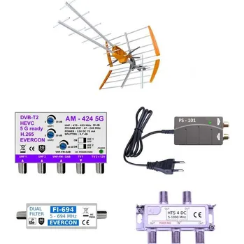 Televizní anténa Televizní anténa EVERCON anténní komplet pro 5 TV KOM-424-101-5-ZENIT