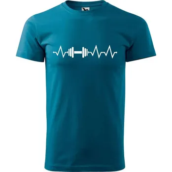 Pánská móda DOBRÝ TRIKO Pánské tričko s potiskem Tep činka Velikost: S, Barva: Petrolejová