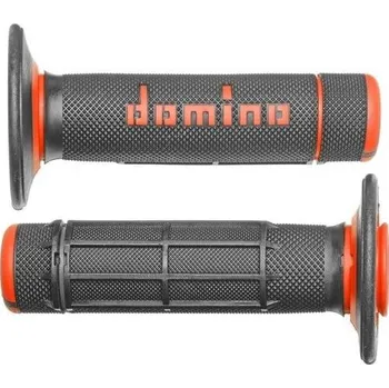 Motodoplněk Gripy na motorku Domino gripy A020 offroad délka 118 mm, šedo-oranžové