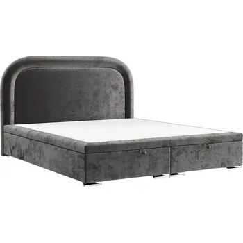 Postel Maison de Rêve Antracitově šedá čalouněná dvoulůžková postel UFFIZI 180 x 200 cm s úložným prostorem