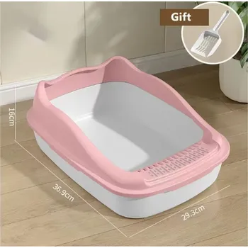 Toaleta pro kočku Kočičí toaleta polouzavřená (s okrajem) 37x27x16 cm Barva: Růžová