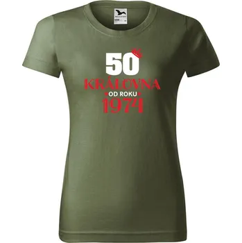 Dámské oblečení DOBRÝ TRIKO Dámské tričko s potiskem Královna od roku Barva: Khaki, Velikost: 2XL