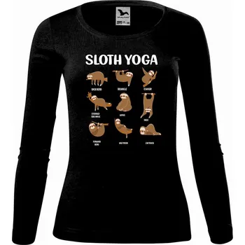 Dámské tričko DOBRÝ TRIKO Dámské bavlněné triko Sloth yoga Velikost: 3XL, Barva: Černá