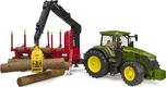 Bruder 3154 traktor John Deere 7R 350 se zadním přívěsem a 4 kládami