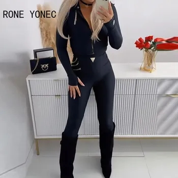 Dámská černá souprava - kalhoty + Crop top mikina Velikost: M