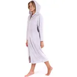 Dámský dlouhý hřejivý župan s kapucí a se zipem SIENA šedá - L