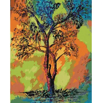 Malování podle čísel Barevný strom, 40x50 cm, bez rámu a bez vypnutí plátna