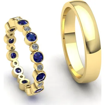 Prsten Snubní prsteny s modrým safírem a brilianty SN21004 pánský Materiál: Červené zlato 14kt, Šířka: 4, Velikost: 43