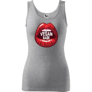 Dámské tričko DOBRÝ TRIKO Dámské tílko s potiskem Vegan babe Velikost: 2XL, Barva: Tmavě šedý melír